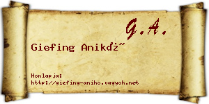 Giefing Anikó névjegykártya
